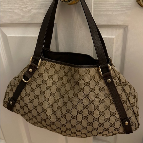 GUCCI Monogram Medium Abbey Shoulder Hobo Bag Dark Brown - Picture 10 of 10